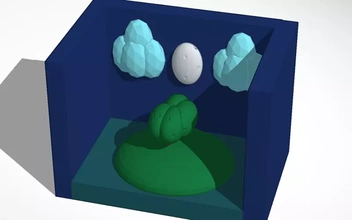 ada gece 3d baskı model üçleme ağaç deniz ay modeller bulut bulutlar adalar göl göller 3d print model - Mito3D