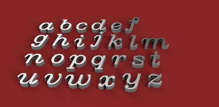 italik yazı tipi küçük harf 3d harfler stl dosya baskı model üçleme dekorasyon işaret mektup alfabe 3dmodel 3dprint sembol gadget'lar Metin dil 3dletter 3dletters 3d print model - Mito3D