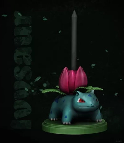 ivysaur stylo titulaire soutien 3d impression modèle trio mots clés imprimable wacom pokémon supporter pokemongo bulbasaur 3d print model - Mito3D