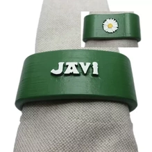 javi 3d napkin ring daisy printing model - threeding customizable personalized names 3d print model - Mito3D