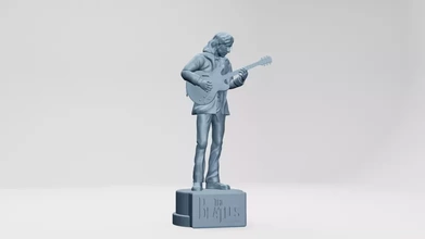 Juan Lennon Beatles techo concierto 3d impresión modelo trío juguete imprimible miniatura obj stl figura pose músico estrella rock Figura acción tambor 3d print model - Mito3D