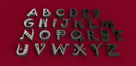 şakacı yazı tipi büyük harf 3d harfler stl dosya baskı model üçleme dekorasyon işaret mektup alfabe 3dmodel 3dprint sembol gadget'lar Metin dil 3dletter 3dletters 3d print model - Mito3D