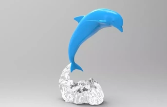 pulando golfinho 3d impressão modelo trio 3d print model - Mito3D