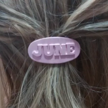 june personalized oval hair barrete 40-50 3d printing model - threeding customizable names pin 3d print model - Mito3D
