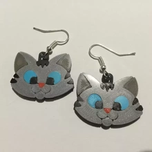 kawaii kitten earrings 3d printing model - threeding jewelry jewellery cats cute japanese 3d print model - Mito3D