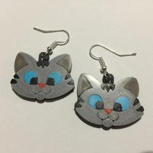 kawaii kitten earrings fashion 3D printing model, file, printable design, 3d print, Earrings,Jewellery,Jewelry,Cats,Cute,Kawaii,Japanese 3d print model - Mito3D