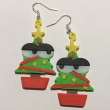 kawaii xmas tree earrings 3d printing model - threeding christmas jewelry jewellery cute xmastree 3d print model - Mito3D