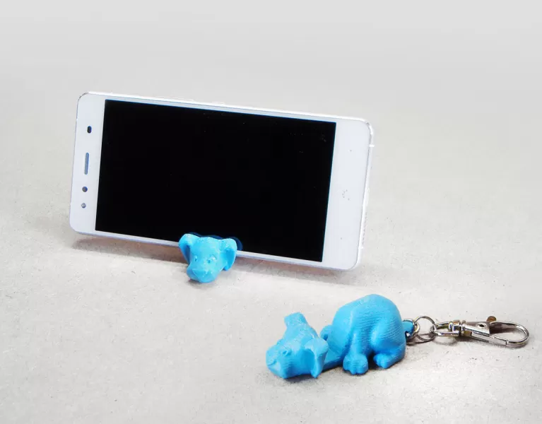 chaveiro cão ficar pé Smartphone 3d impressão modelo trio 3D print model - Mito3D