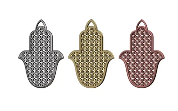Khamsa Beldi marocain pendentif 3d impression modèle trio argent mode traditionnel boucle d'oreille imprimable bijoux pendentifs Collier ornement charme or moucharabieh 3d print model - Mito3D