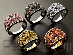 lily ring 1317 3d printing model - threeding silver gold plattinum size 6-7-8-9-10 3d print model - Mito3D