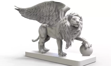 lion gargoyle 3 3d printing model - threeding sculpture statue wings 3d print model - Mito3D