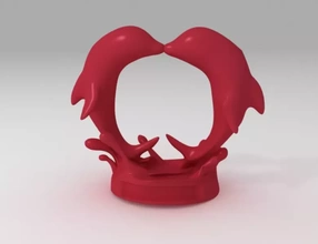 Aşk yunuslar 3d baskı model üçleme kalp sevgililer gün 3d print model - Mito3D