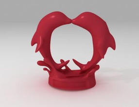 love dolphins art 3D printing model, file, printable design, 3d print, dolphins, love, heart, valentines, day delfin 3d print model - Mito3D