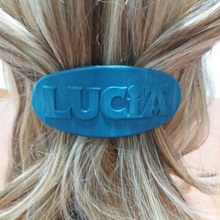 lucia personalized oval hair barrete 70-86 fashion 3D printing model, file, printable design, 3d print, barrete, pin, personalized,names,customizable,lucia, 3d print model - Mito3D