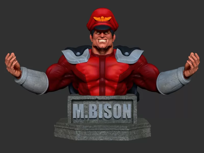 mbison 3d printing model - threeding figurine bust statue man toy cartoon anime people fight miniatures villain videogames bison streetfighter capcom boss martialarts street fighter 3D print model - Mito3D