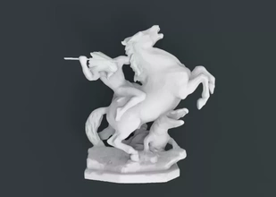 hombre luchando caimán 3d impresión modelo trío Arte miniatura printing figura 3d print model - Mito3D