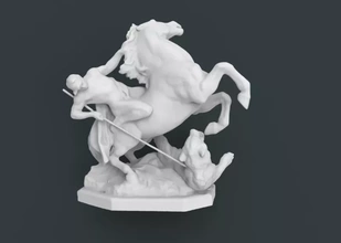 uomo combattimento orso 3d stampa modello treding arte cavallo miniatura printing figura 3d print model - Mito3D