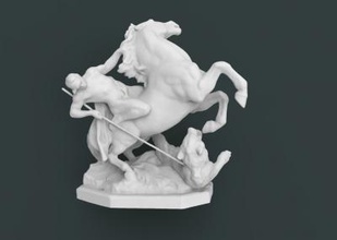 man fighting bear art 3D printing model, file, printable design, 3d print, man, fighting, bear, figure, art, miniature, horse, 3d print model - Mito3D