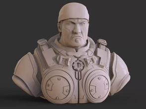 Marcus fenix buste 3d impression modèle trio sculpture engrenages guerre 3d print model - Mito3D