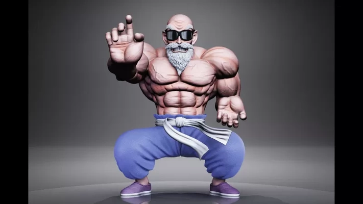 maître roshi 3d impression modèle trio mots clés dragon ball goku 3d print model - Mito3D