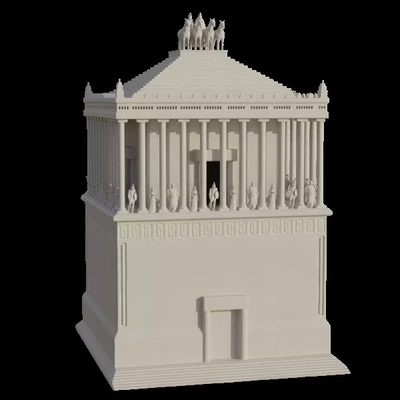 mausoleum halicarnassus 3d drucken modell dreiding stichworte statue architektur wagen historisch geschichte pferde streitwagen monument statuette wunder 3d print model - Mito3D