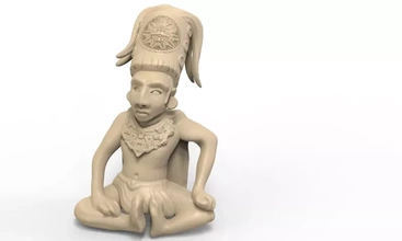 maya figura 4 3d impresión modelo trío Arte escultura estatua mexico 3d print model - Mito3D