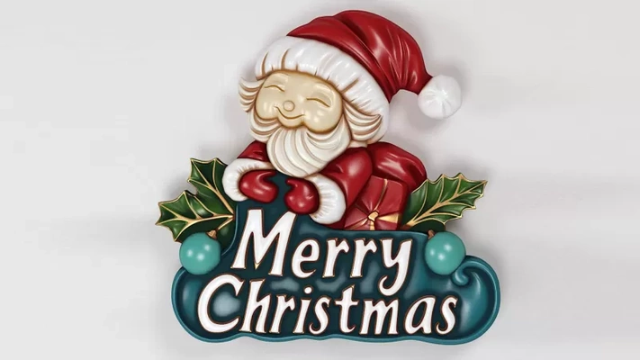 merry christmas santa claus 3d relief printing model - threeding tags decoration decor 3d print model - Mito3D