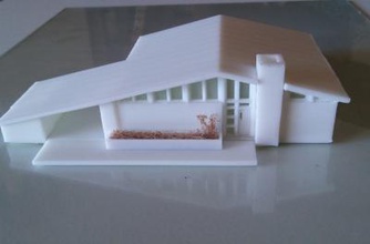 mid century house kit 1 - n-scale 160 architecture 3D printing model, file, printable design, 3d print, House, Z-Scale, N-Scale, HO-Scale, Kits, Construction, Model, Hobby, Architecture, Model Railroading 3d print model - Mito3D