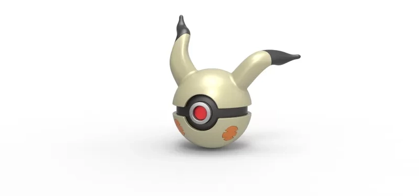 mimikyu esfera 3d impressão modelo trio tag bola brinquedo recipiente imprimível conceito 3d print model - Mito3D