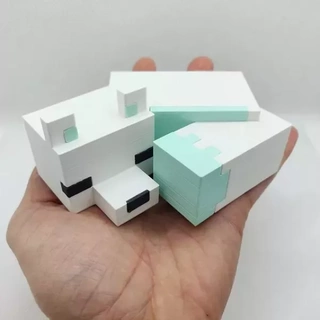 Minecraft Nevado soñoliento zorro 3d impresión modelo Arte juego juguete bloques lindo figura 3d print model - Mito3D
