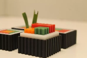 modular futomaki Sushi 3d impresión modelo trío Arte juguete Lego comida Japón japonés creatividad restaurante minimalista 3d print model - Mito3D