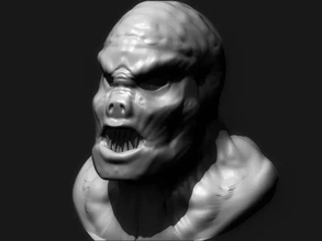 monstre tête 3d impression modèle trio créature personnage guerre 3d print model - Mito3D
