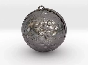 Luna pendente 3d stampa modello treding argento gioiello pianeta 3d print model - Mito3D