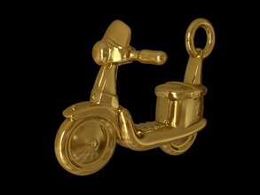 moped pendant fashion 3D printing model, file, printable design, 3d print, pendant, keychain, moped, motorbike, golden, jewerly 3d print model - Mito3D