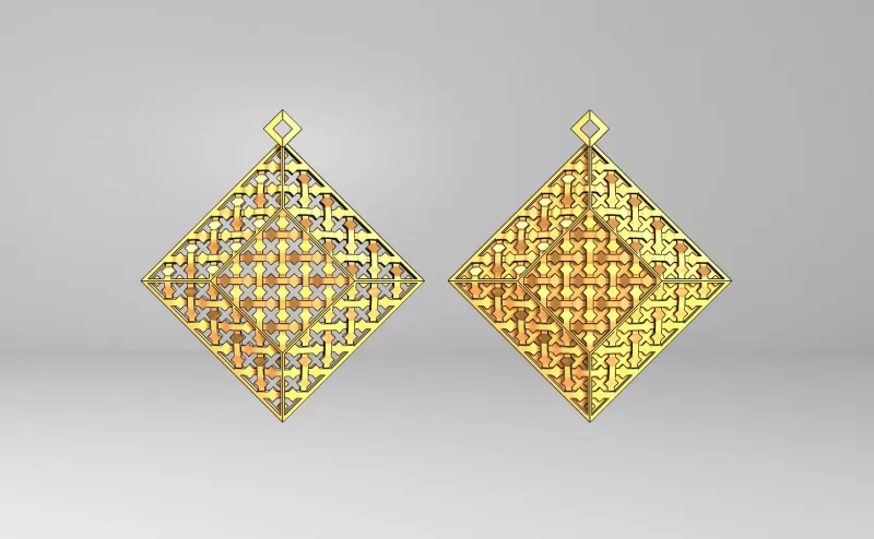 marocchino stile moucharabieh pendente 3d stampa modello treding moda tradizionale orecchino stampabile gioielleria ciondoli collana ornamento fascino oro arabo Arabo 3D print model - Mito3D