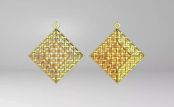 moroccan style moucharabieh pendant 3d printing model - threeding fashion traditional earring pendant printable jewelry pendants necklace jewellery ornament charm pattern gold moucharabieh arabian moroccan arabic beldi 3d print model - Mito3D