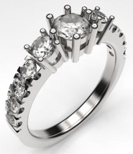 multi stone engagement ring fashion 3D printing model, file, printable design, 3d print, Engagement Ring, diamond ring, jewelry 3d print model - Mito3D