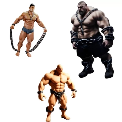 muscular warrior figure chains 3d printing model - threeding tags printable character action collection design fantasy collector's item collectible miniature painting tabletop display detailed sculpt project resin art anatomy hobby 3d print model - Mito3D