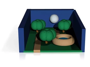 noche estanque bosque 3d impresión modelo trío camino 3d print model - Mito3D