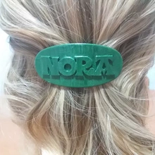 nora personalized oval hair barrete 60-76 3d printing model - threeding customizable names pin 3d print model - Mito3D