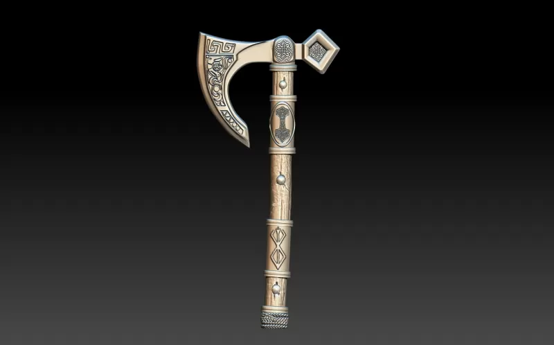 nordic axe 3d printing model - threeding weapon war viking battle runes skyrim 3D print model - Mito3D
