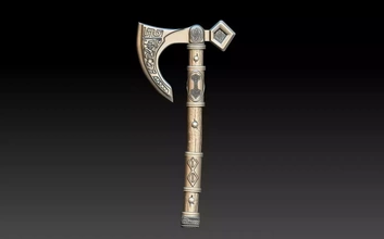 nórdico hacha 3d impresión modelo trío arma guerra vikingo batalla runas skyrim 3d print model - Mito3D