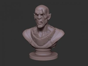 orc bust toys games & hobby 3D printing model, file, printable design, 3d print, orc, fantasy, fantasy creature, humanoid, bust, goblin, warrior, warcraft,The Lord of the Rings, savage, evil, magic, wounded, scar 3d print model - Mito3D