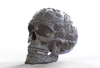 adornado cráneo 3d impresión modelo trío cabeza muerto dia muertos 3d print model - Mito3D