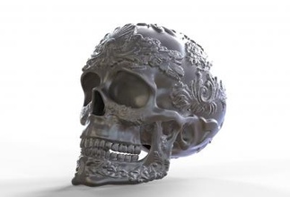 ornato cranio arte testa morto dia 3d print model - Mito3D