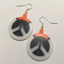 overwatch logo earrings 3d printing model - threeding game jewelry jewellery gaming gamer blizzard 3d print model - Mito3D
