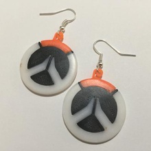 overwatch logo earrings fashion 3D printing model, file, printable design, 3d print, Game,Gaming,Gamer,Overwatch,Blizzard,Jewellery,Jewelry,Earrings 3d print model - Mito3D