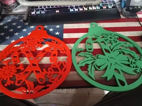 pair flat christmas ornaments 3d printing model - threeding decoration ornament 3d print model - Mito3D