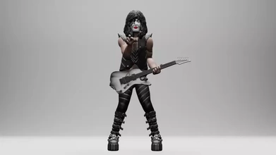 paul stanley kiss - 3dprinting 3d printing model threeding black head metal design usa music face miniature hair logo obj stl figure rock band heavy glamour makeup ender3 actionfigure tommy thayer gene simmons eric singer kissarmy anycubic rockmusic 3d print model - Mito3D