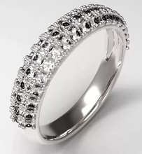 pavimentar conjunto eternidad banda 3d impresión modelo trío anillo joyería joya anillos Boda 3d print model - Mito3D